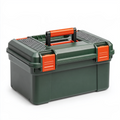 Boîte à outils 50 x 26 x 25 cm en plastique vert foncé et orange avec poignée et compartiments