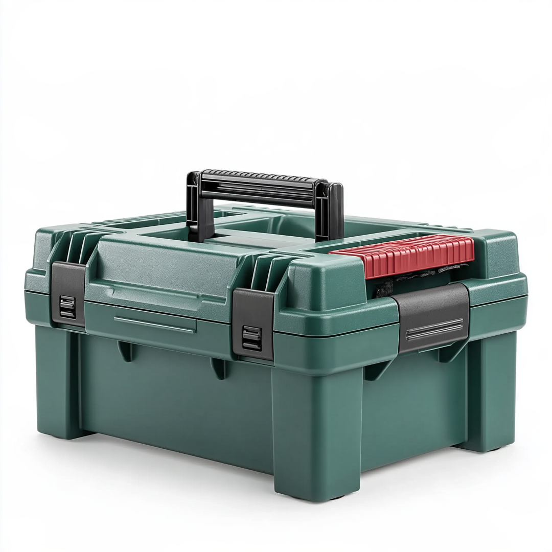 Boîte à outils 48 cm en plastique vert portable à compartiments