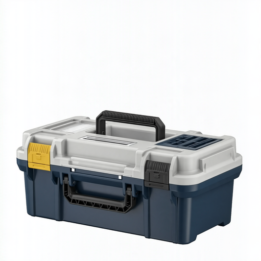 Boîte à outils 50 cm en plastique bleu gris avec organisateurs et poignées de transport