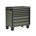 Servante d atelier 80 x 46 x 97 cm en acier vert kaki et noir à 7 tiroirs sur roulettes