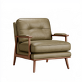 Fauteuil 78 x 82 x 86 cm en similicuir kaki et bois - style moderne pour salon