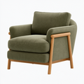 Fauteuil 85 x 85 x 88 cm en tissu vert avec structure en bois style contemporain