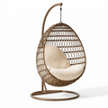 Chaise suspendue 105 x 105 x 195 cm en rotin synthétique brun avec support métallique style bohème