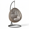 Fauteuil suspendu sur pied 105 x 105 x 195 cm en métal et fibres tressées beige style bohème pour jardin