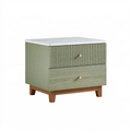 Table de chevet 60 x 40 x 55 cm en bois vert sauge à 2 tiroirs style contemporain