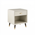 Table de chevet 45 x 40 x 60 cm en bois ivoire avec tiroir et niche style contemporain